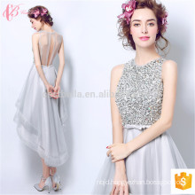 High Neck Heavy Beaded Sequins Short Sleeveless OEM Services Suzhou Alibaba Evening Dress